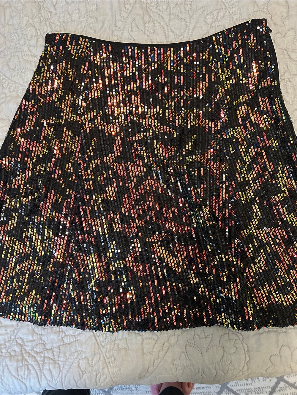 Loft Black Sequin Mini Skirt with Multicolor Accents